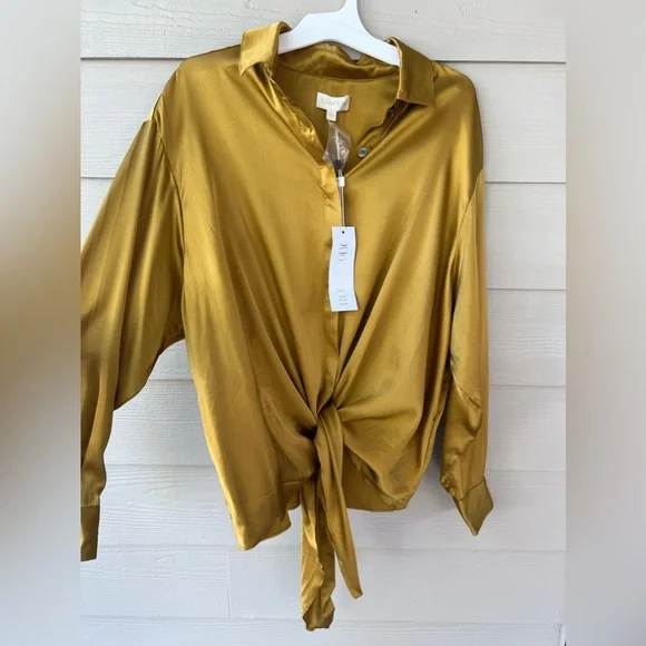 RONNY KOBO Taliah Tie-Front Silk Blouse in XS - Picture 3 of 8